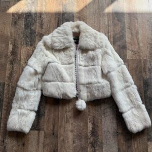 Women's Cream rabbit Fur Jacket
